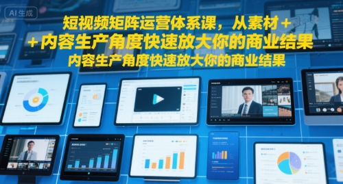 短视频矩阵运营体系课，从素材+内容生产角度快速放大你的商业结果-枫客网创