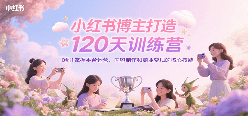 小红书博主打造120天训练营，0到1掌握平台运营、内容制作和商业变现-枫客网创