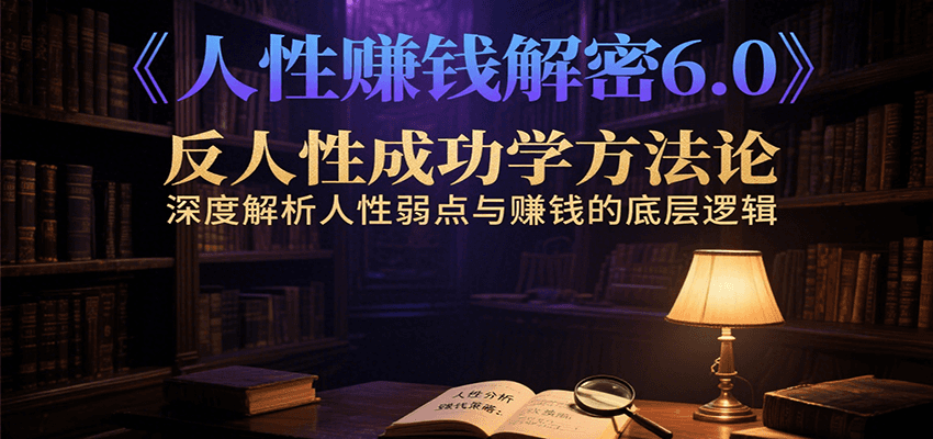 人性赚钱解密6.0，反人性成功学方法论，深度解析人性弱点与赚钱的底层逻辑-枫客网创