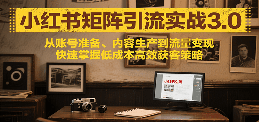 小红书矩阵引流3.0，从账号准备、内容生产到流量变现，快速掌握低成本高效获客策略-枫客网创
