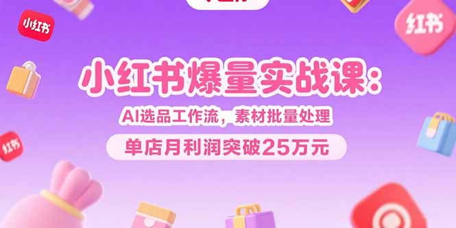 小红书爆量实战课：AI选品工作流，素材批量处理，单店月利润突破25万元-枫客网创