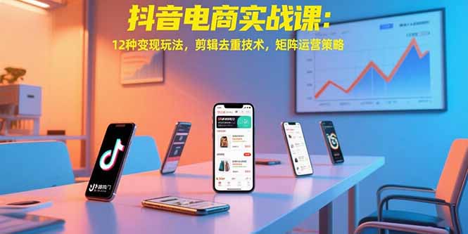 抖音电商实战课：12种变现玩法，剪辑去重技术，矩阵运营策略-枫客网创