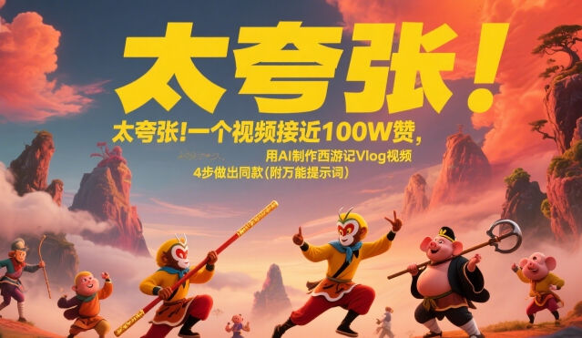太夸张！一个视频接近100W赞，用AI制作西游记Vlog视频，全流程拆解来了(附万能提示词)-枫客网创