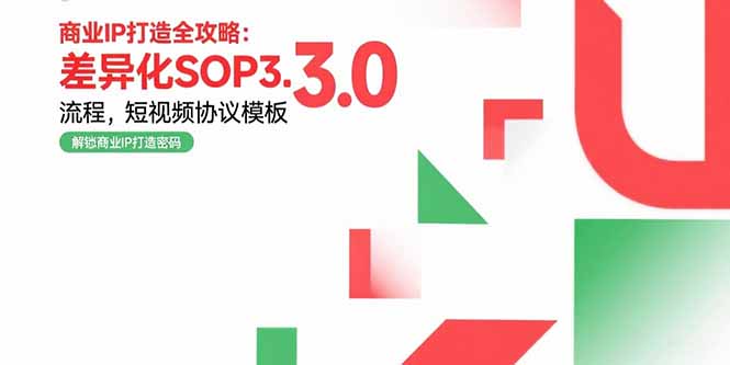 商业IP打造全攻略：差异化SOP3.0流程，短视频协议模板，婚恋项目实战案例-枫客网创