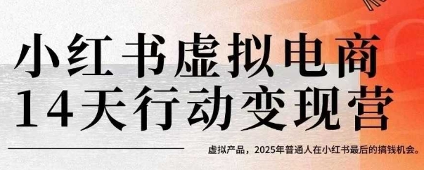 小红书虚拟电商14天变现训练营，虚拟产品，2025年普通人在小红书最后的搞钱机会-枫客网创