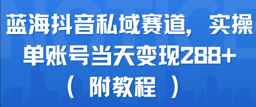 蓝海抖音私域赛道，实操单账号当天变现288+(附教程)-枫客网创