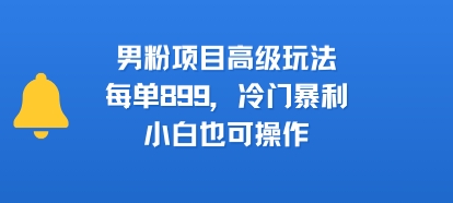 男粉项目高级玩法，每单899，冷门暴利，小白也可操作-枫客网创