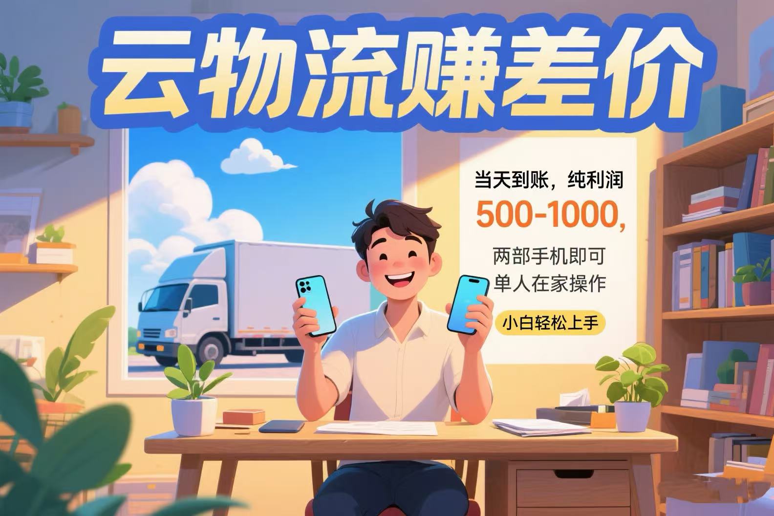 云物流赚差价 当天到账纯利润500-1000 两部手机即可 可单人在家操作 小…-枫客网创