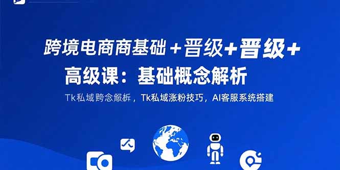 跨境电商基础+晋级+高级课：基础概念解析,Tk私域涨粉技巧,AI客服系统搭建-枫客网创