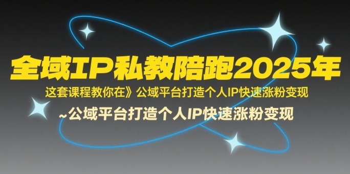 全域IP私教陪跑2025年，这套课程教你在​公域平台打造个人IP快速涨粉变现-枫客网创