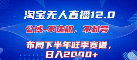 淘宝无人直播12.0，不封号，不违规，布局下半年旺季赛道，日入1k+(独家技术)【揭秘】-枫客网创