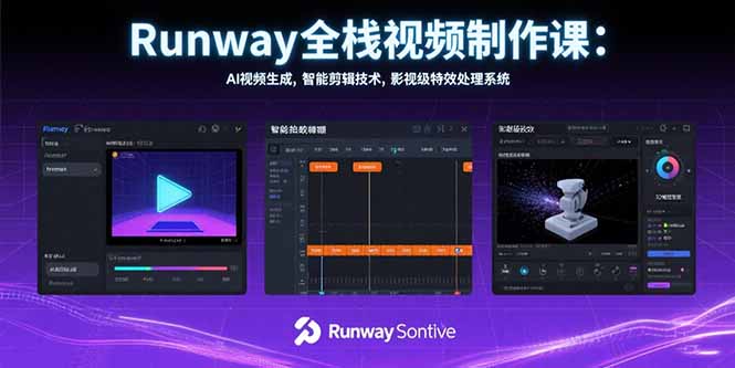 Runway全栈视频制作课：AI视频生成，智能剪辑技术，影视级特效处理系统-枫客网创