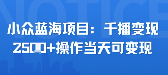 小众蓝海项目，千播变现2.5k+操作当天可变现-枫客网创