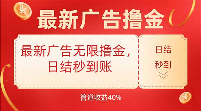 最新广告无限撸金，日结秒到，管道40%-枫客网创