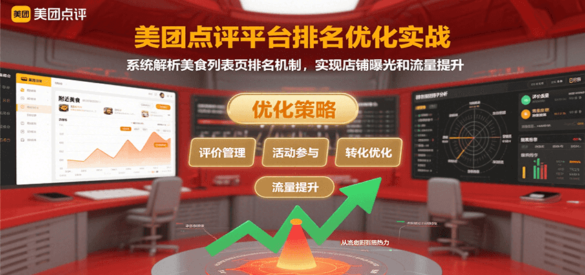 美团点评平台排名优化实战，系统解析美食列表页排名机制，实现店铺曝光和流量提升-枫客网创