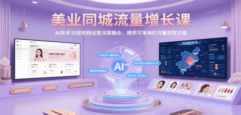 美业同城流量增长课，AI技术与短视频运营深度融合，提供可落地的流量获取方案-枫客网创