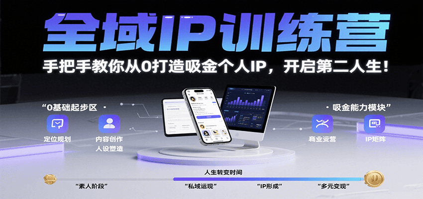 全域IP训练营，手把手教你从0打造吸金个人IP，开启第二人生！-枫客网创