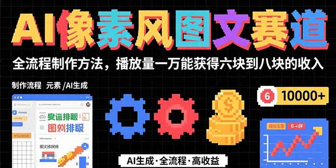AI像素风图文赛道：全流程制作方法，播放量一万能获得6块到8块的收入-枫客网创