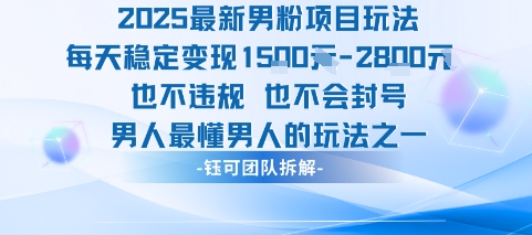 2025最新男粉项目玩法每天变现1k+也不违规也不会封号男人最懂男人的玩法-枫客网创
