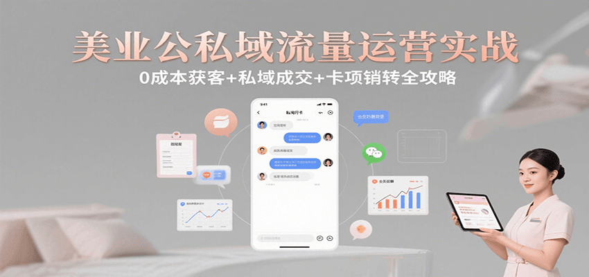 美业公私域流量运营实战：0成本获客+私域成交+卡项销转全攻略-枫客网创
