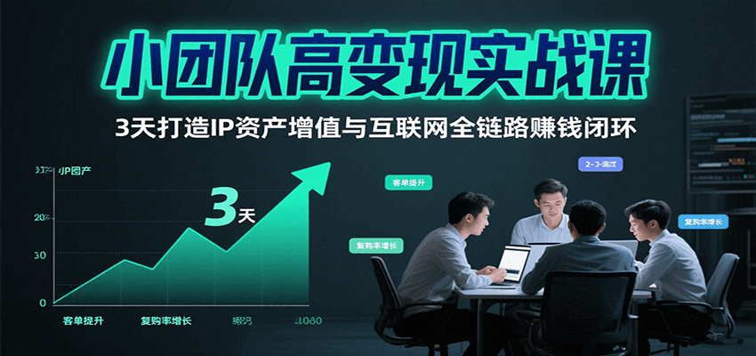 小团队高变现实战课，3天打造IP资产增值与互联网全链路赚钱闭环(第二期)-枫客网创