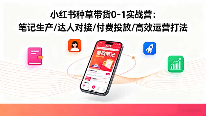 小红书种草带货0-1实战营：笔记生产/达人对接/付费投放/高效运营打法-枫客网创