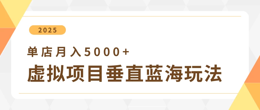 4月虚拟项目垂直玩法，冷门爆品+垂直蓝海，单店月入5000+-枫客网创