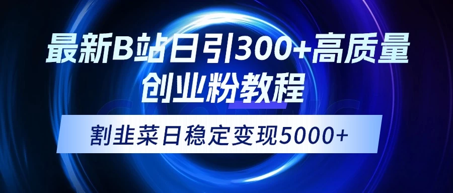 最新B站日引300+高质创业粉教程！“割韭菜”日稳定变现5000+！-枫客网创