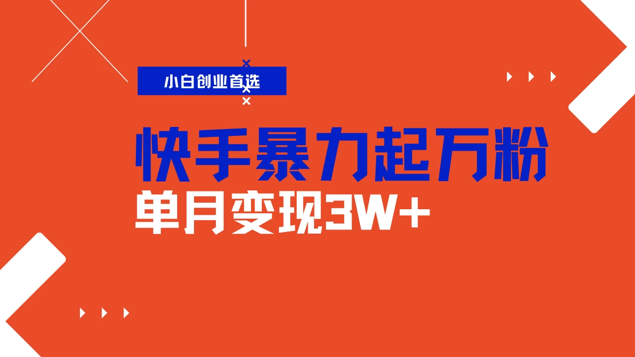 快手起万粉账号，3天一个万粉号，多种变现模式，操作简单无脑复制，小白也能月入过万-枫客网创