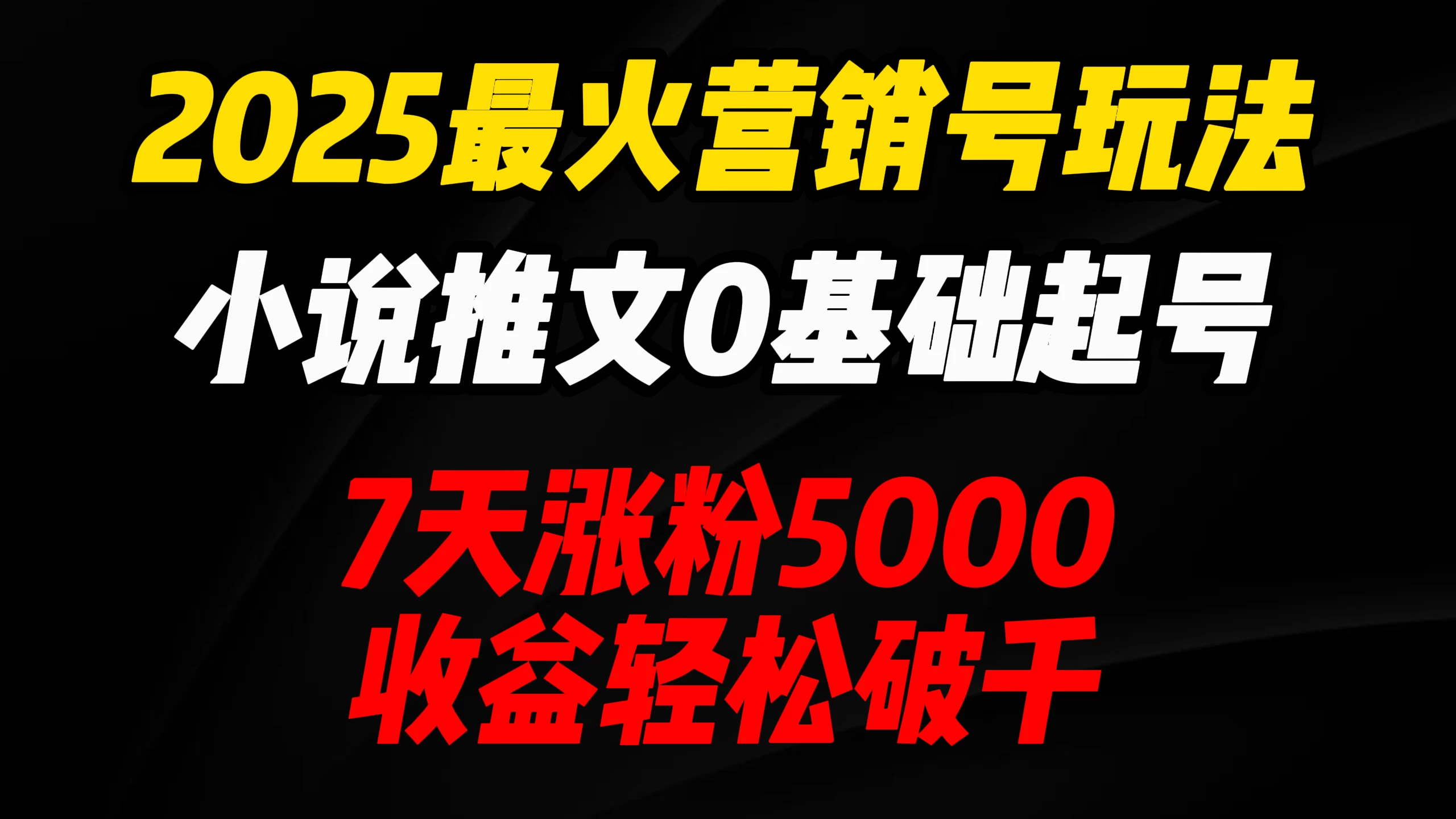 2025最火营销号玩法：小说推文0基础起号，7天涨粉5000，收益轻松破千！-枫客网创