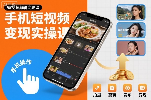 手机短视频变现实操课，短视频剪辑变现课-枫客网创