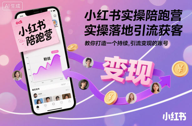 小红书实操陪跑营，实操落地引流获客，教你打造一个持续引流变现的账号-枫客网创