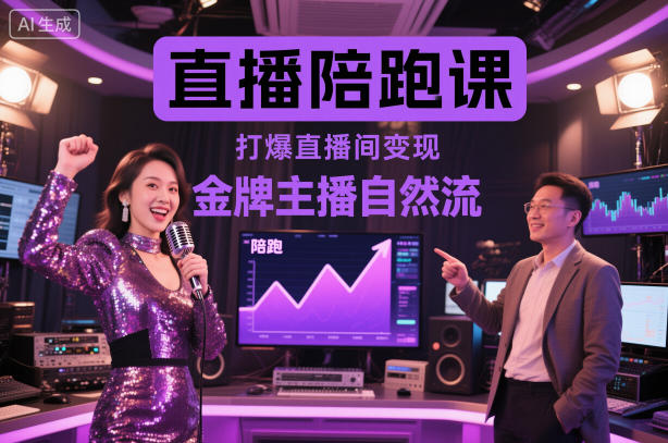 直播陪跑课，金牌主播自然流打爆直播间，复制高变现玩法-枫客网创