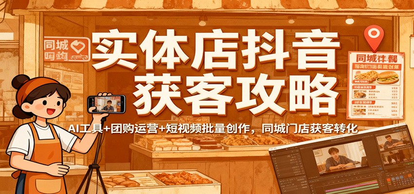 实体店抖音获客攻略：AI工具+团购运营+短视频批量创作，同城门店获客转化-枫客网创