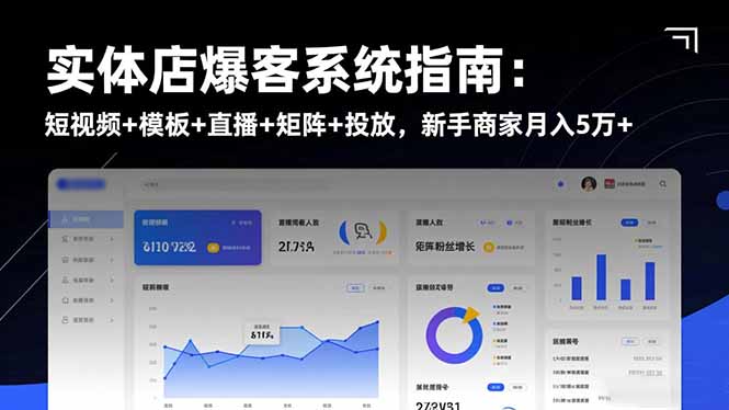 实体店爆客系统指南:短视频+模板+直播+矩阵+投放,新手商家月入5万+-枫客网创