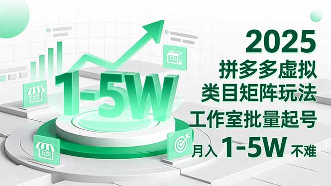 2025 拼多多虚拟类目矩阵玩法,工作室批量起号,月入 1-5W 不难-枫客网创