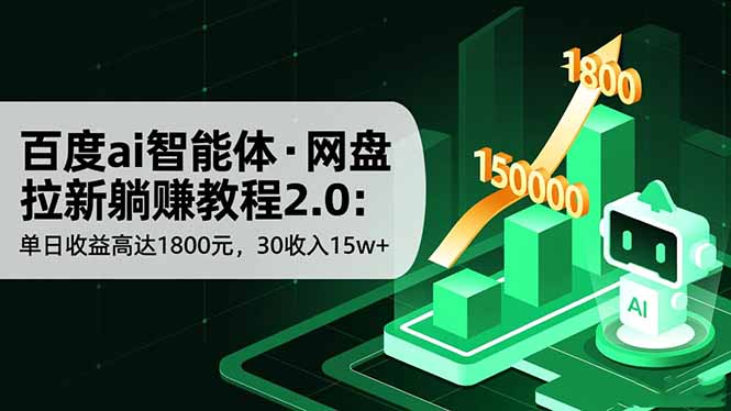 百度ai智能体·网盘拉新躺赚教程2.0：单日收益高达1800元，30收入15w+-枫客网创