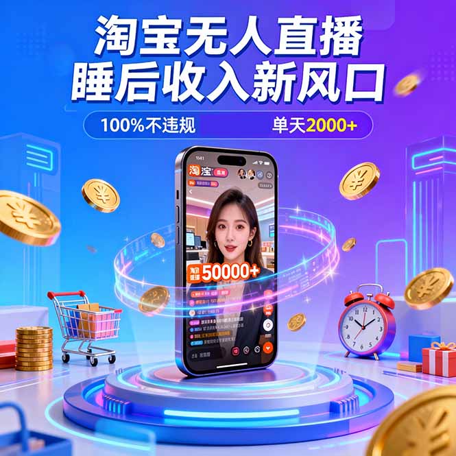 淘宝无人直播,不违规不封号,直播100小时卖了5万,年底旺季!-枫客网创